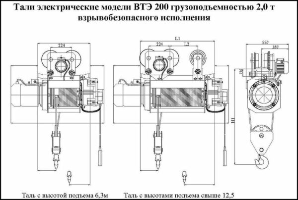 ТАЛИ С МАЛОЙ СТРОИТЕЛЬНОЙ ВЫСОТОЙ Т 100, Г/П 1Т 6,3М